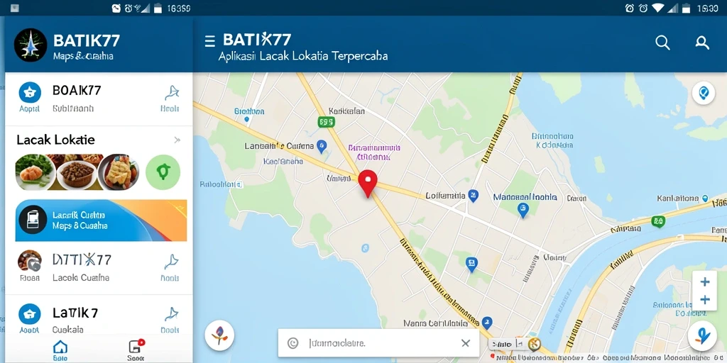 Tampilan antarmuka utama BATIK77 untuk lacak lokasi.